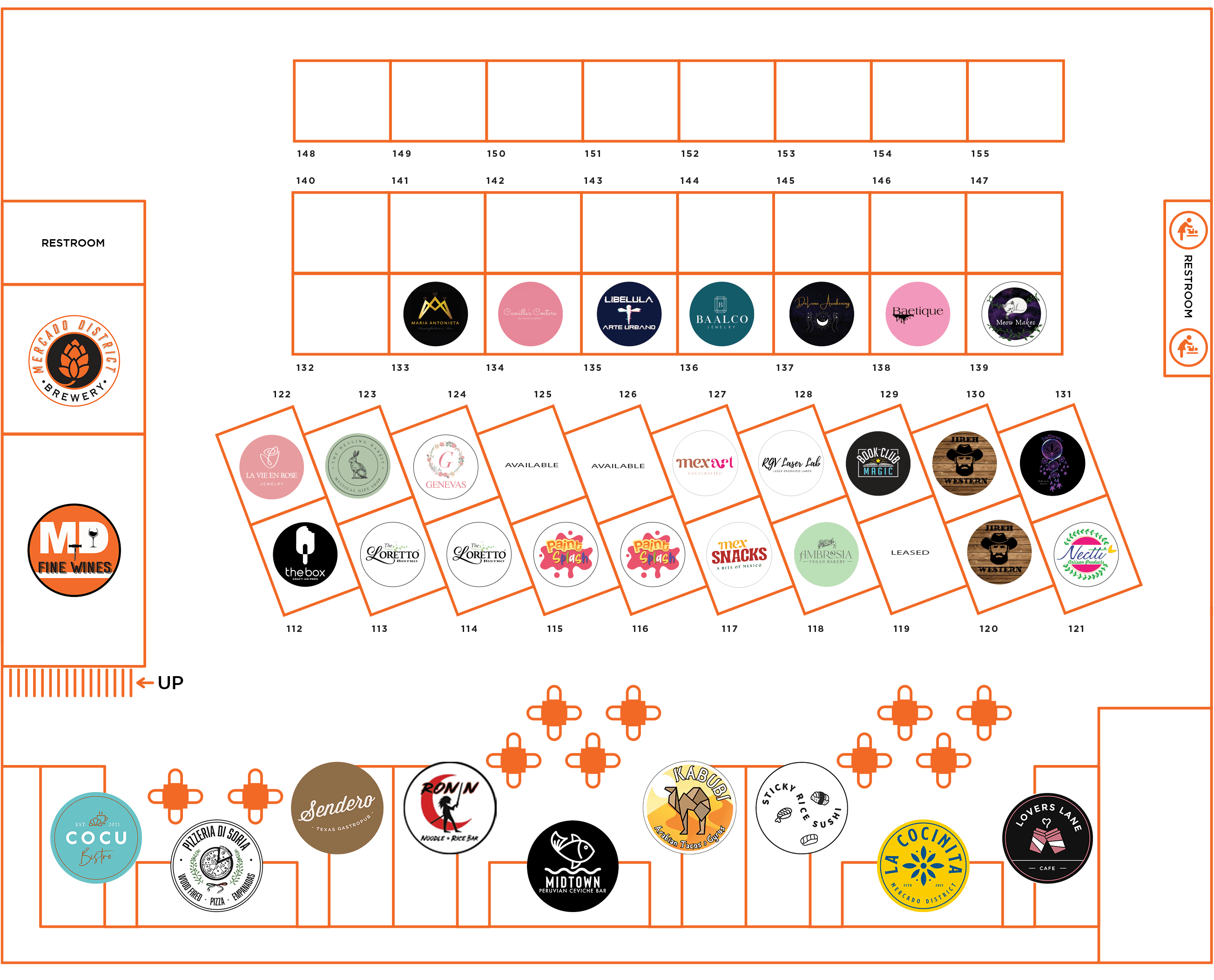 Map of Shops, Restaurants & Drinking Places